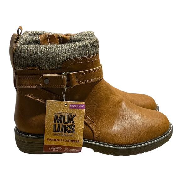 Muk Luks Shoes - Muk Luks Kaela Tan Ankle Boots Women's 8.5 W Leather Water Resistant NWT